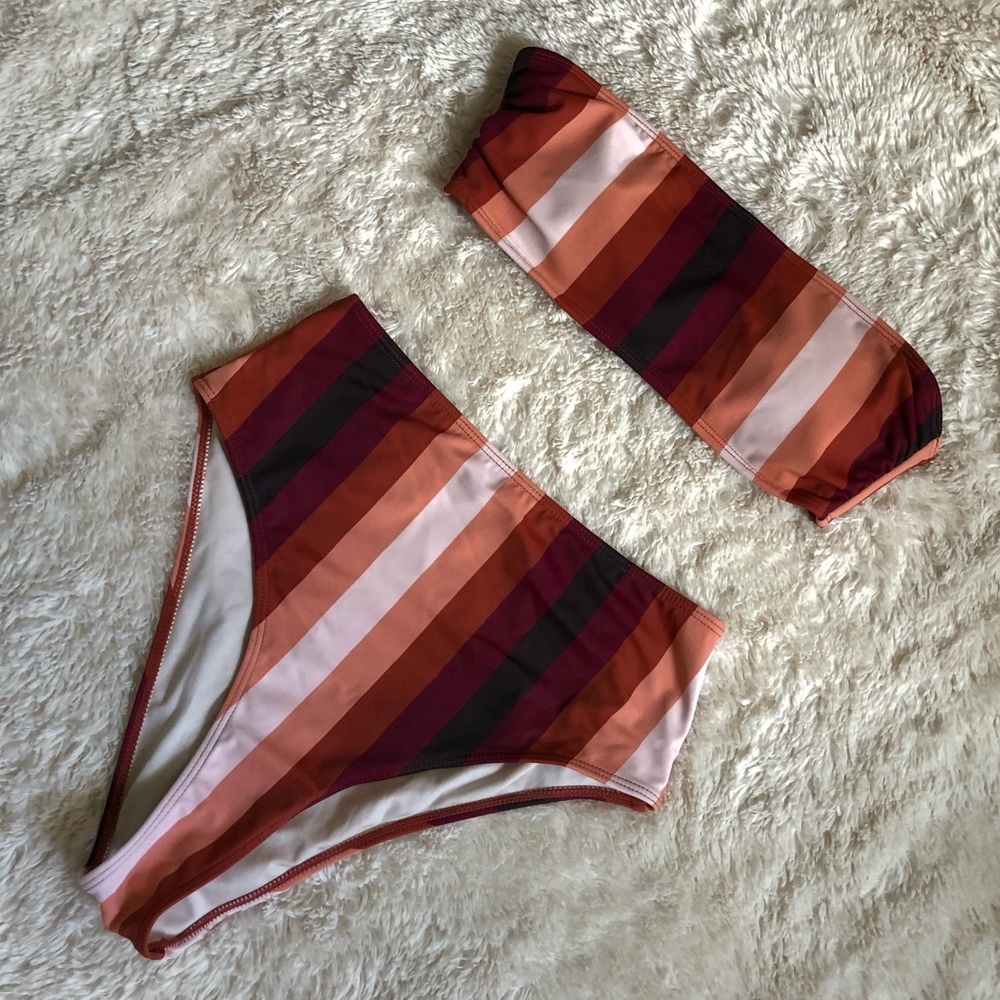 Forever 21 Multi-Color Striped Bikini Set